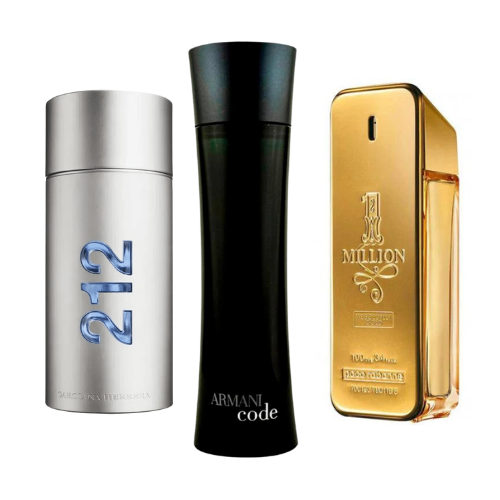 Combo promozionale di 3 profumi 212 Men NYC, Paco Rabanne One Milion y Armani Code Homme 100ml
